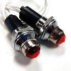 40055 2 Red Mini Pilot Lights Incandescent Fits 3/8inch Dash Hole Sold As Pair