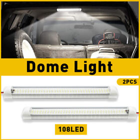 Xdd-108led-2-eak 2x 108led Interior Light Strip Bar Car Van Bus Caravan On Off Switch 12v 24v Unv