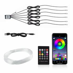 Yz11036 Auxito Rgb Car Led Interior Atmosphere Fiber Optic El Neon Wire Strip Light Kit App 8m