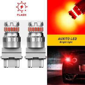 23smd Carcomponent5 2x 3157 Led Red Stop Strobe Blinking Brake Flash Tail 3057 Light For Toyota Ford