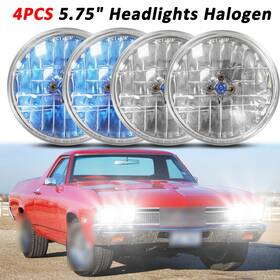 Chusyyray Chusyyray-bl-4255-23z 4-us 4pcs Fit 58-1970 Chevy Impala El Camino 5.75 Inch 5 3/4 Headlights H4 Halogen Hi/lo