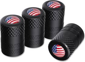 Ckauto 659438569377 American Flag Valve Stem Caps Aluminum Usa Tire Black/usa