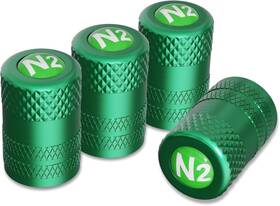 Ckauto 659438569407 4 Pcs Aluminum Tire Valve Stem Caps With N2 Nitrogen Logo Green/n2