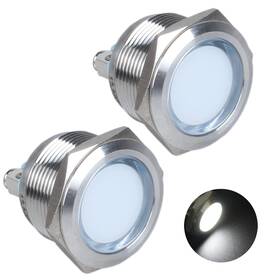 Dmwd Zsd-lsj-22mm-12-24v-w2 2pcs 22mm 12v-24v Metal Led Indicator Waterproof Ip67 15ma White