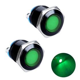 Dmwd Zsd-yhhlsj-16mm-12-24v-g2 2pcs 16mm 12v-24v Metal Oxidized Black Led Indicator Light Green
