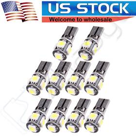 E990411-hk-dome201cp Eccpp 10pcs Canbus Error Free 194 168 5050 T10 5 Smd Led Dome Light Bulbs For Cadillac