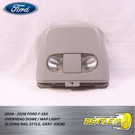 452802598 Ford 2004 - 2008 F150 F-150 Overhead Front Sliding Rail Dome Map Light Gray Oem