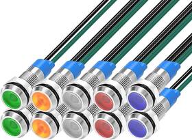 E-726 Gebildet 10pcs 6mm 3v-4.5v-5v-6v-7.5v-9vdc Led Metal Indicator Light R/g/b/a/w