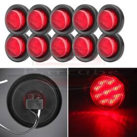 11379059 Hilamps 10x 2 Inch Red Clearance Light Rv Truck Trailer Lamp Round Universal Side Marker
