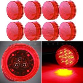 11379065 Hilamps 8pcs 2.5 Inch Stripe Side Marker Clearance Light Red Trailer Lamps 13leds Round