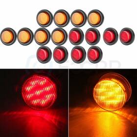 11379070 Hilamps 8amber/8red Round Shape 2 Inch Side Marker Trailer Rv Clearance Light Sealed
