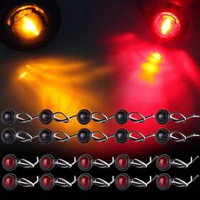 11379077 Hilamps 20x Yellow Red Mini Sidemarker Tail Rear Side Turn Signal Lights 3/4 Inch Round 12v