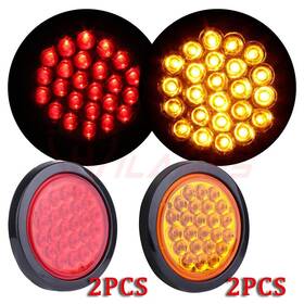 11379099 Hilamps 4- Amber Red 24 Led Stop Turn Tail Brake Light 4 Inch High Low Brightness