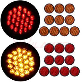 11379102 Hilamps 20- Amber Red 24 Led Stop Turn Tail Brake Light 4 Inch High Low Brightness