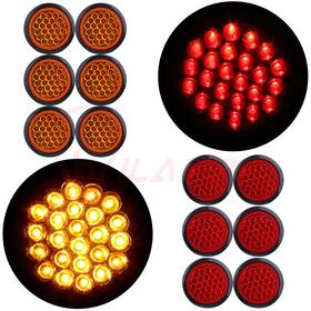 11379106 Hilamps 12- Amber Red 24 Led Stop Turn Tail Brake Light 4 Inch High Low Brightness