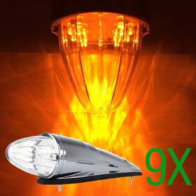 11379107 Hilamps 9pcs Universal 17 Led Torpedo Mid Roof Upper Top Cab Marker Light For Kenworth