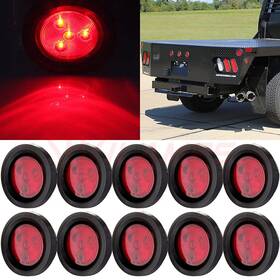 11379111 Hilamps 10pcs 2.5 Inch Round Red Side Marker Clearance Lamp Tail Light For Truck Trailer 12v