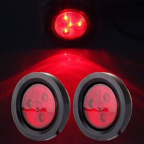 11379112 Hilamps 2pcs 2.5 Inch Red Clearance Lamps Side Marker Tail Light For Truck Trailer Universal