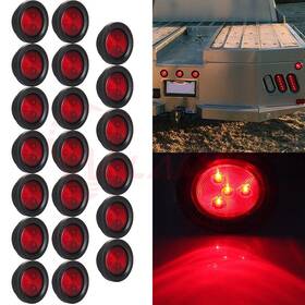 11379143 Hilamps 20pcs 2.5 Inch Round Red Side Marker Clearance Lamp Tail Light For Truck Trailer 12v