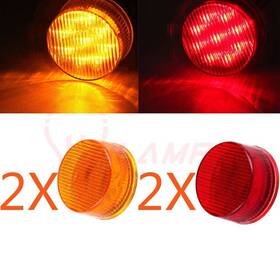 11379616 Hilamps 4pcs Waterproof Clearance Side Marker Red And Amber Lights 2 Inch Round With 9 Diodes