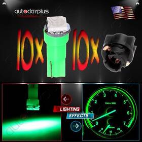 11379748 Hilamps 10pc T5 17 Led Bulb Green Instrument Cluster Lamp Light With Socket For 87-06 Ford