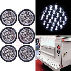 11379869 Hilamps 6- 24 Led Stop Turn Tail Brake Light 4 Inch Round White High Low Brightness Flush M