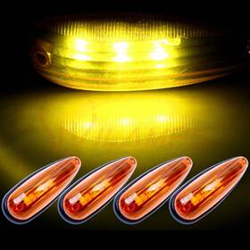 11379986 Hilamps 4pcs Amber 6 Inch Trailer Truck Bus 3led Cab Roof Marker Clearance Lights Sealed 12v