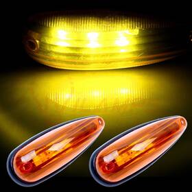 11380066 Hilamps 2pcs Amber 6 Inch Trailer Truck Bus 3led Cab Roof Marker Clearance Lights Sealed 12v