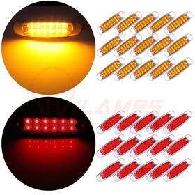 11380160 Hilamps For Kenworth Red Amber 30-side Marker Clearance Light 12 Led Panel Under Cab