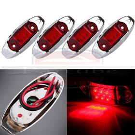 11380343 Hilamps 4pcs 12v Waterproof Lens 6 Led Indicator Red Trailer Truck Side Marker Light