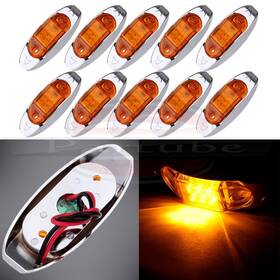 11380457 Hilamps 10pcs Trailer Side Marker 6 Led Clearance / Running Truck Light Amber Lamp12v