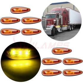 11380499 Hilamps 10pcs Amber 6 Inch Trailer Truck Bus 3led Cab Roof Marker Clearance Light Sealed 12v