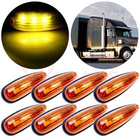 11380592 Hilamps 8pcs Amber 6 Inch Trailer Truck Bus 3led Cab Roof Marker Clearance Lights Sealed 12v