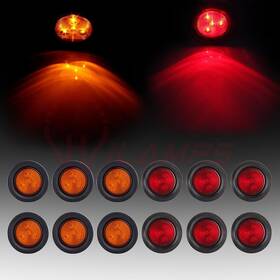 9451084 Hilamps 12- Amber Red Round 2.5 Inch 4 Led Clearance Side Marker Lights Trailer Tail Lamps