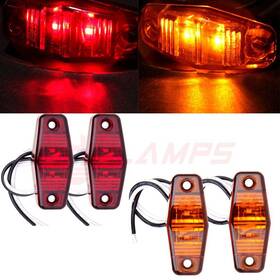 9451202 Hilamps 4pcs Trailer 2 Diode Red/amber Universal Mount Clearance Side Marker Light