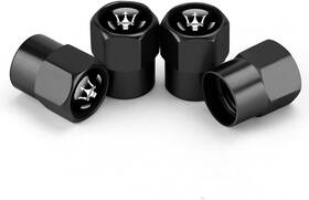 Hisport 727536510345 Fit Maserati Stem Cap 4pcs Universal Car Tire Valve Caps Black