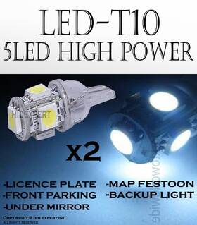 T10-w-5led-nxen-l2p15-15 Icbeamer 2 2x Pairs T10 5 Led 5050 Chips White Replaces Turn Signal Indicator Light D153