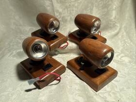 Y-701 Intertek International Corp/ Vintage Custom Van 2 Used Wall Mounted 12v Tall Cone Shaped Wood Swivel Lights