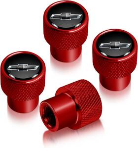 Ipick Image 689324562519 For Chevrolet Black Logo In On Red Aluminum Tire Valve Stem Caps