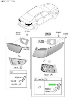 92480-d5000 Kia Optima 2015-2020 Holder And Wiring Rear Combl O/s 92480 D5000