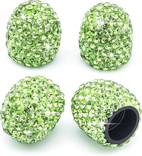 Meajoo-4egreen Meajoo 4pcs Bling Crystal Diamond Tire Stem Valve Caps Dustproof Car 4 Pcs Green