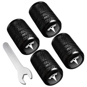 Munyday 605162155072 Metal Car Wheel Tire Valve Caps Replacement For Tesla Tes Black