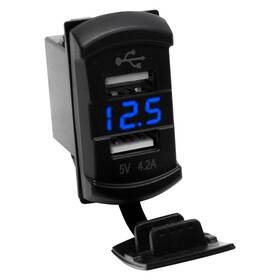 Rs50887b Race Sport Dual Port Rocker Usb Panel W Blue Voltmeter