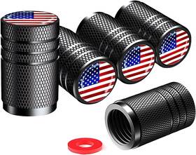 Recazi 709758871427 Tire Valve Stem Caps Covers Black Colorful Flag