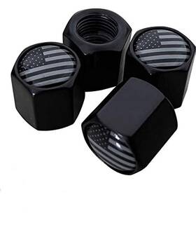 Tac001 Tactilian American Flag Tire Valve Caps 4 Pack Black