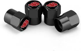 Tayysmy 751912110416 Anime Valve Stem Caps 4pcs Universal Fit Car Tire Covers Uchiha Black