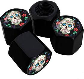 Sugarskull3 Xiageana 629296298719 Metal Car Wheel Tire Valve Stem Caps 4 Pack Sugar Skull Print