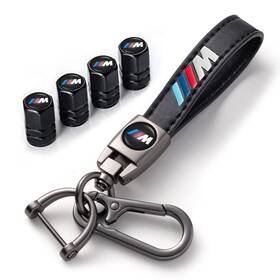Jds-dl134 Xtupo Dljqz Black Car Keychain 4 Valve Stem Caps Set Alloy Leakproof With Rubber Seals