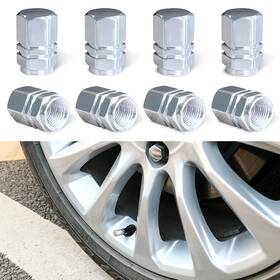 Ziciner-cap4 Ziciner 8 Pcs Car Tire Valve Stem Caps Aluminum Alloy Wheel Silver