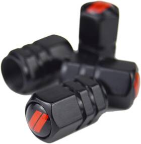 0104087 Zorratin Set Of 4 // Slash Metal Auto Tire Valve Stem Cap Cover Trim With Red